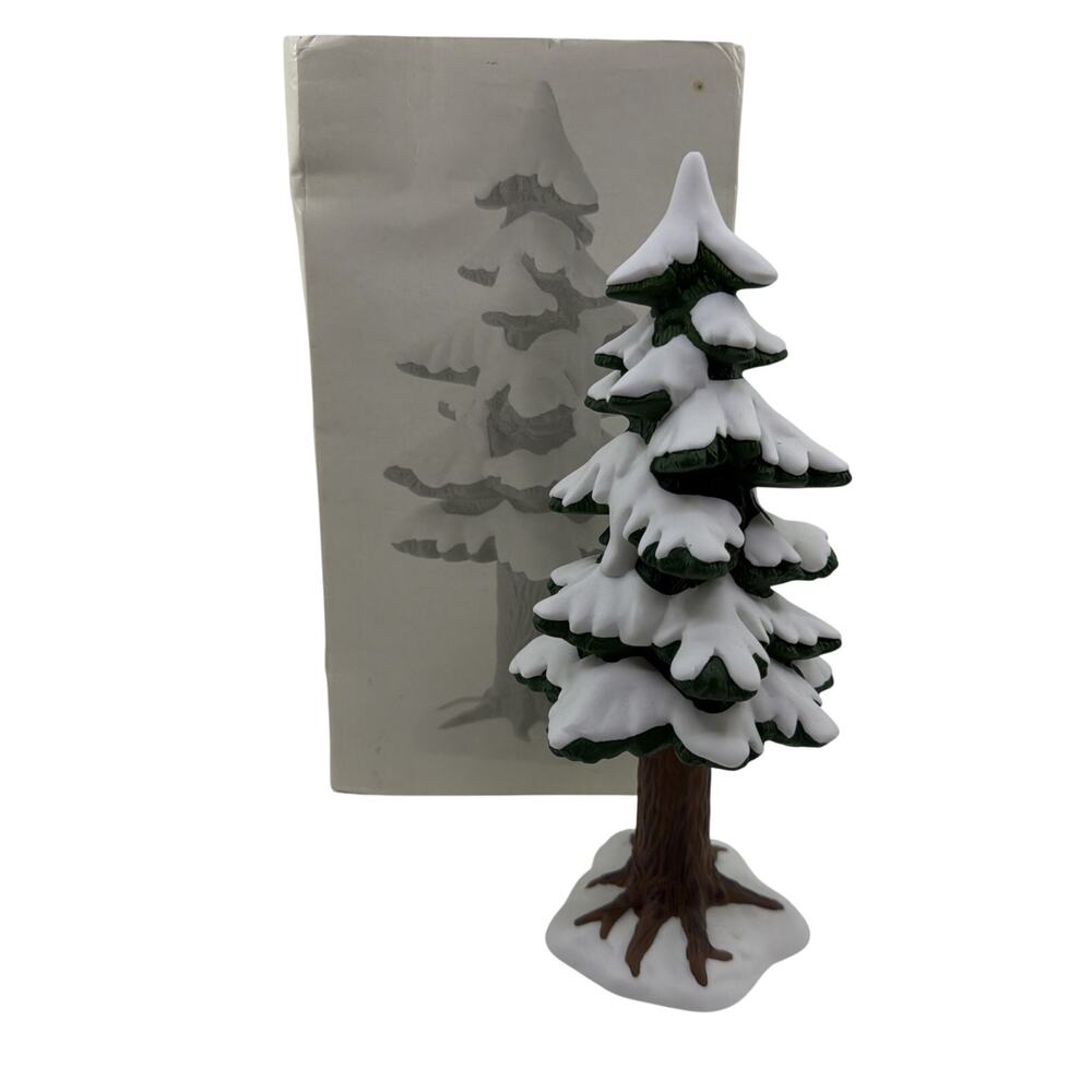 Dept 56 Heritage Village Porcelain Pine Large Tree Snow Accessory w/ Box 5218-3